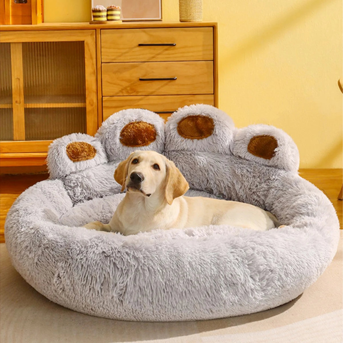 Fluffy Pet Bed – Soft Sofa-Style Basket for Dogs, Cats & Puppies