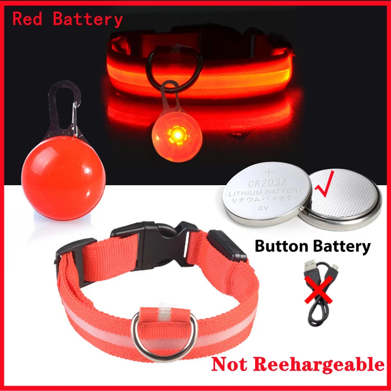 USB LED Glowing Dog Collar with Pendant
