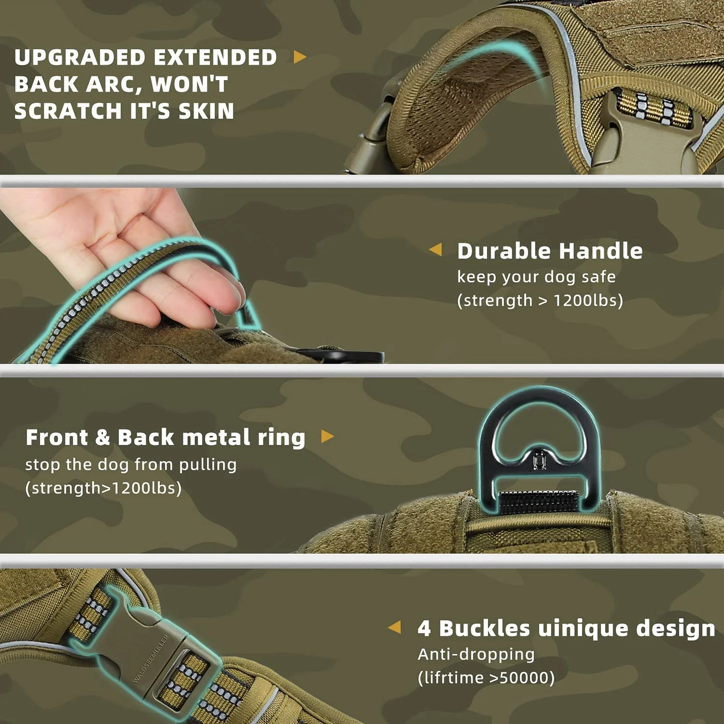 Kupingo™ Tactical Dog Harness, No Pull Dog Harness